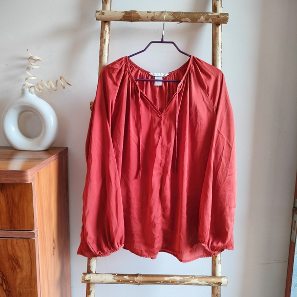 🌹The Quiet Luxury Collection🌹 H&M Brick Orange Peasant Blouse - Picture 17 of 17